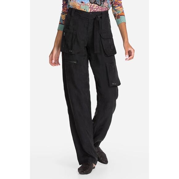 Johnny Was Pete & Greta Black Belted Hailey Cargo Pant NWT Size 6 - Picture 1 of 8